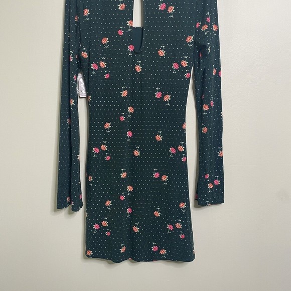 Free People Dress Womens SZ M  Celia Mini Green Floral Emerald Jewel Combo - Picture 6 of 11